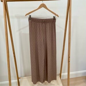 Zara Plissé Textured Wide Leg Flowy Pants in Camel Tan - S